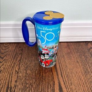 Walt Disney World 50th Anniversary refillable resort cup with Mickey Mouse cover